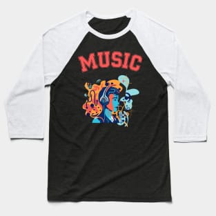 Man listining music in head phones Baseball T-Shirt